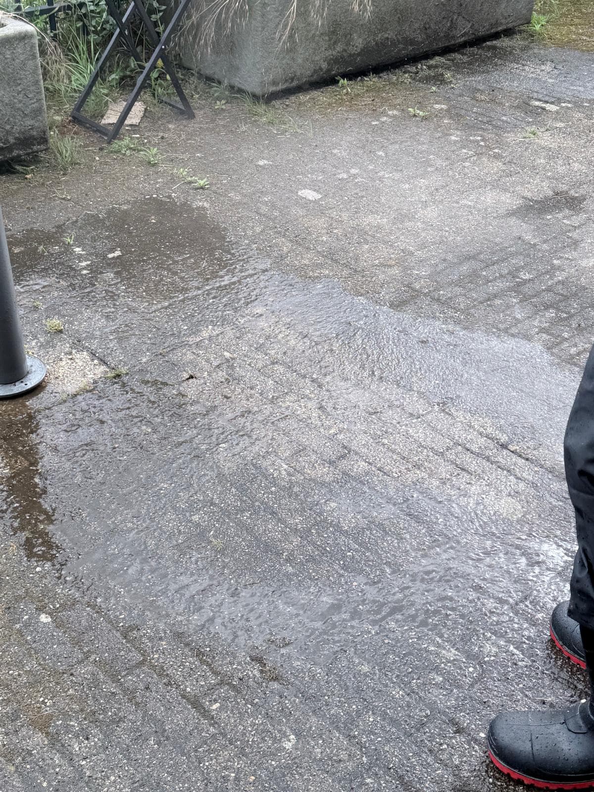 Half gereinigde bestrating — zichtbaar verschil voor en na